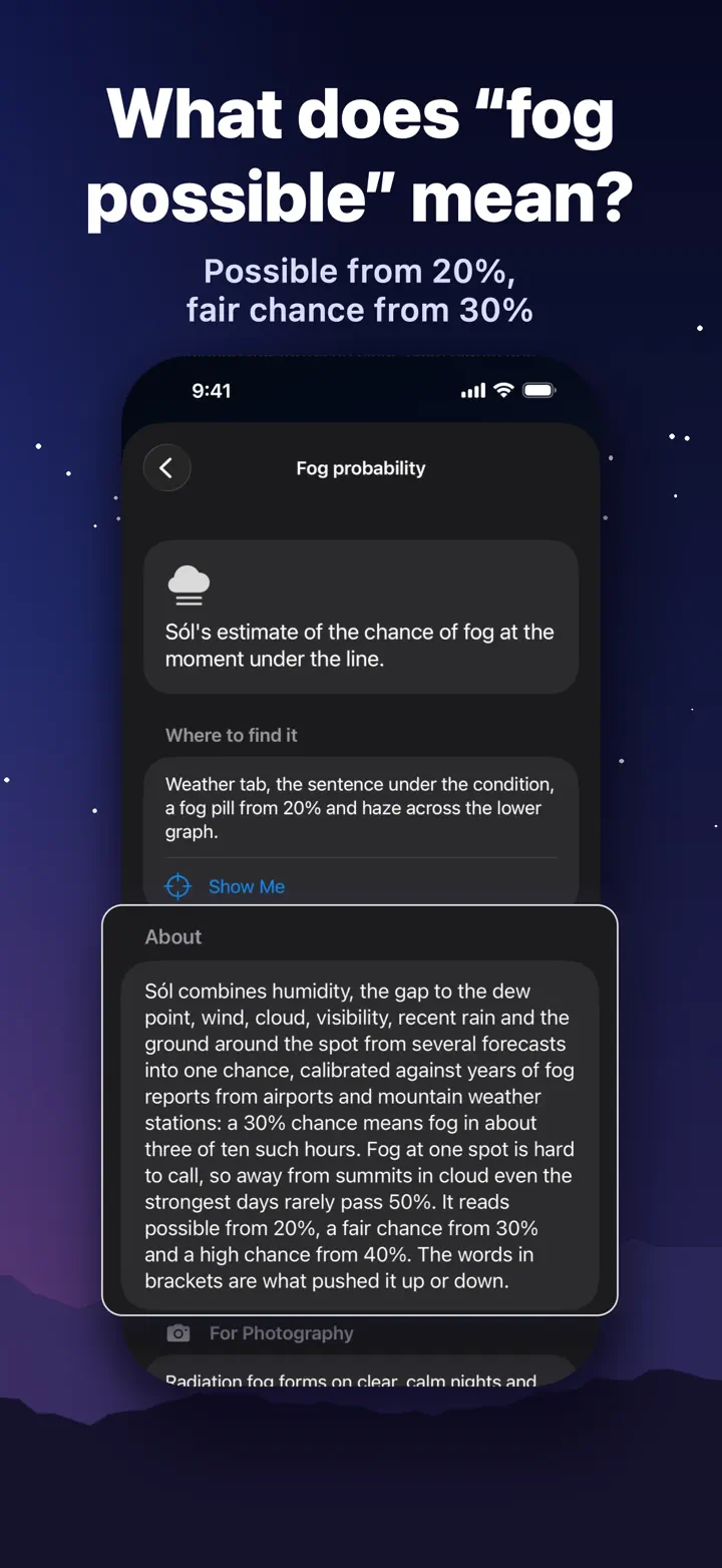 What does fog possible mean?